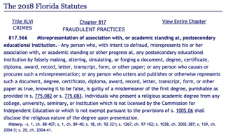 Any person who, with intent to defraud, misrepresents his or her association with, or academic standing or other progress at, any postsecondary educational institution